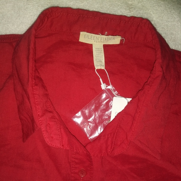 🆕Eileen Fisher | Organic Linen Longline Red Dress Size Womens MEDIUM Petite - Picture 7 of 7